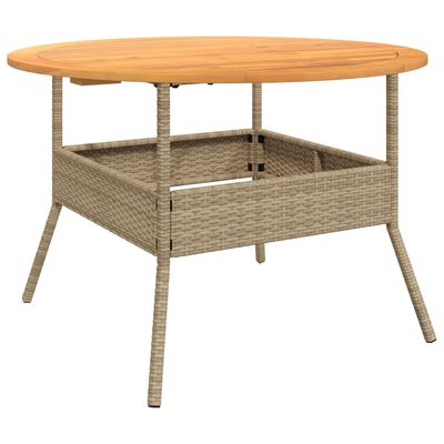 vidaXL Tavolo Giardino Piano Legno Acacia Beige Ø110x71 cm Polyrattan