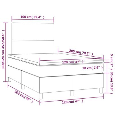 vidaXL Giroletto a Molle con Materasso Grigio 120x200 cm in Similpelle