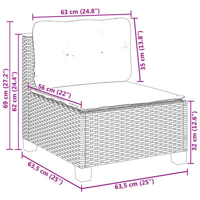 vidaXL Set Divano da Giardino 10 pz con Cuscini Grigio in Polyrattan