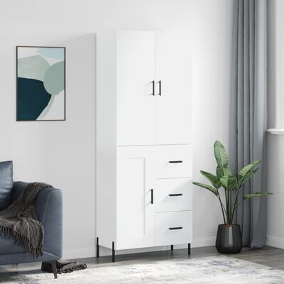 vidaXL Credenza Bianca 69,5x34x180 cm in Legno Multistrato