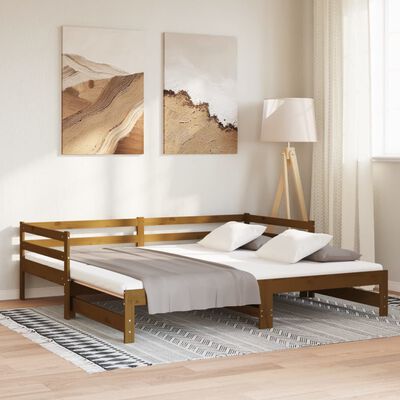 vidaXL Dormeuse Estraibile senza Materasso Marrone Ambra 2x(90x200) cm