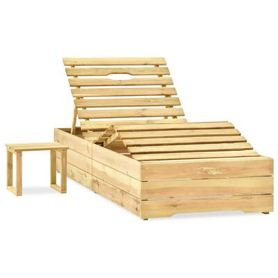 vidaXL Lettino da Giardino con Tavolino Cuscino Legno Pino Impregnato