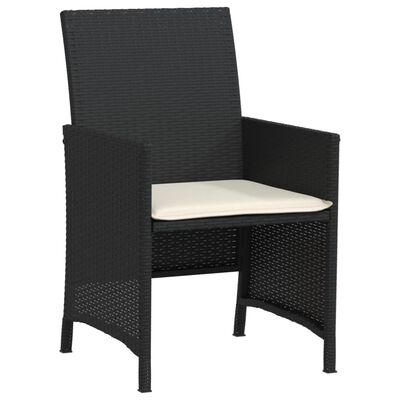 vidaXL Set da Bistrò 3 pz con Cuscini Nero in Polyrattan