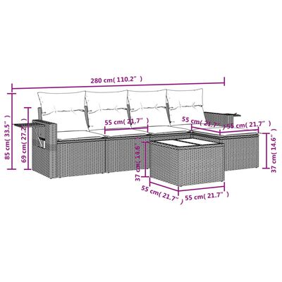 vidaXL Set Divano da Giardino 6 pz con Cuscini Beige in Polyrattan