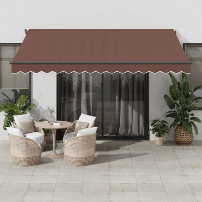 vidaXL Tenda da Sole Retrattile Manuale con LED Marrone 400x350 cm