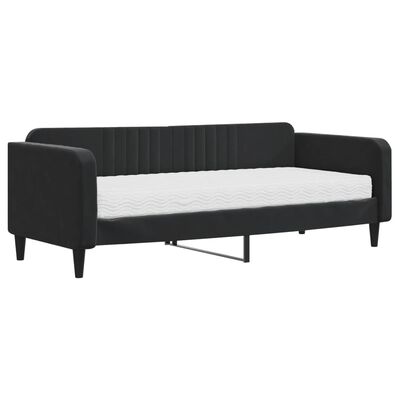 vidaXL Divano Letto con Materasso Nero 90x200 cm in Velluto