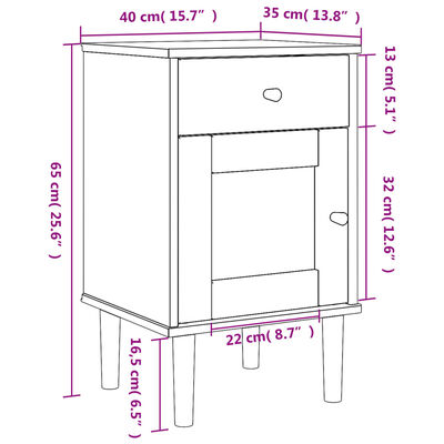 vidaXL Comodino SENJA Aspetto Rattan Bianco 40x35x65 cm in Legno Pino