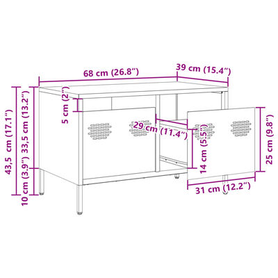 vidaXL Mobile TV Rosa 68x39x43,5cm in Acciaio Laminato a Freddo