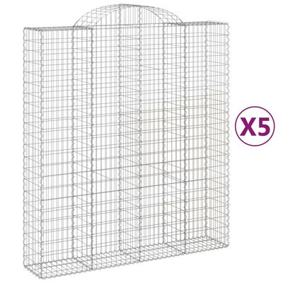 vidaXL Cesti Gabbioni ad Arco 5 pz 200x50x220/240 cm Ferro Zincato