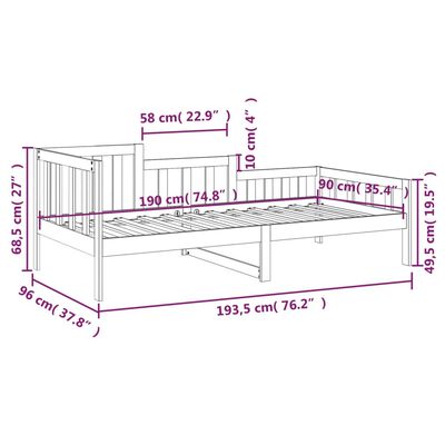 vidaXL Dormeuse Ambra 90x190 cm in Legno Massello di Pino