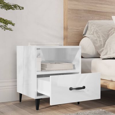 vidaXL Comodini 2 pz Bianco Lucido in Legno Multistrato