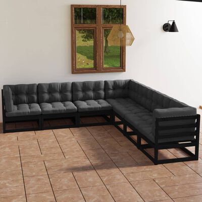 vidaXL Set Divani da Giardino 7 pz con Cuscini Legno Massello di Pino