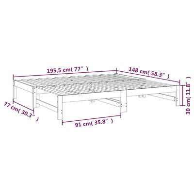 vidaXL Dormeuse Estraibile Ambra 2x(75x190) cm Legno Massello di Pino