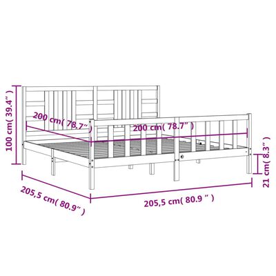 vidaXL Giroletto con Testiera Bianco 200x200 cm in Legno Massello