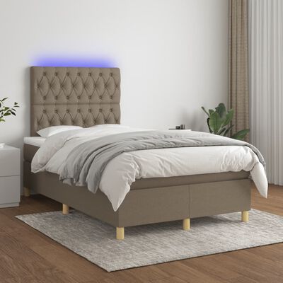 vidaXL Letto a Molle con Materasso e LED Tortora 120x190 cm in Tessuto