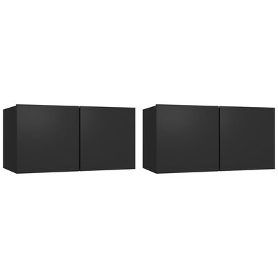 vidaXL Set Mobili Porta TV 4 pz Nero in Legno Multistrato