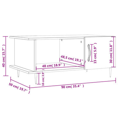 vidaXL Tavolino da Salotto Bianco 90x50x40 cm in Legno Multistrato