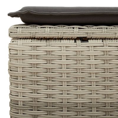 vidaXL Sgabello Giardino e Cuscino Grigio Chiaro 55x55x37cm Polyrattan