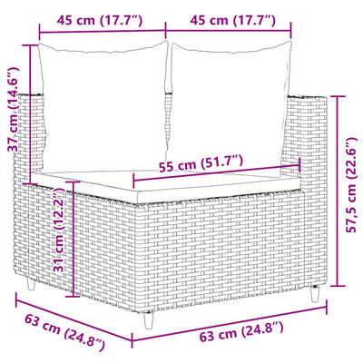 vidaXL Set Divani da Giardino 7 pz con Cuscini Grigio in Polyrattan