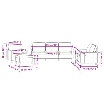 vidaXL Set di Divani 4 pz con Cuscini Rosso Vino in Velluto