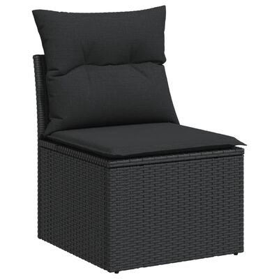 vidaXL Set Divani da Giardino 9 pz con Cuscini Nero in Polyrattan