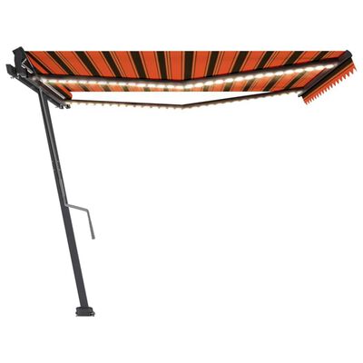 vidaXL Tenda da Sole Retrattile Manuale LED 450x350 cm Arancio Marrone