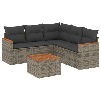 vidaXL Set Divano da Giardino 6 pz con Cuscini Grigio in Polyrattan