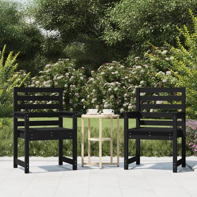 vidaXL Sedie da Giardino 2pz Nere 60x48x91 cm Legno Massello di Pino