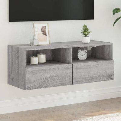 vidaXL Mobile TV a Parete Grigio Sonoma 80x30x30 cm Legno Multistrato