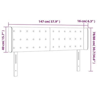 vidaXL Testiera a LED Marrone Scuro 147x16x78/88 cm in Tessuto