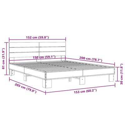 vidaXL Giroletto Rovere Fumo 150x200 cm in Legno Multistrato Metallo