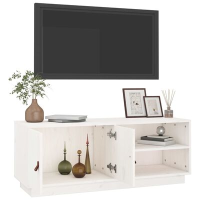 vidaXL Mobile Porta TV Bianco 105x34x40 cm in Legno Massello di Pino