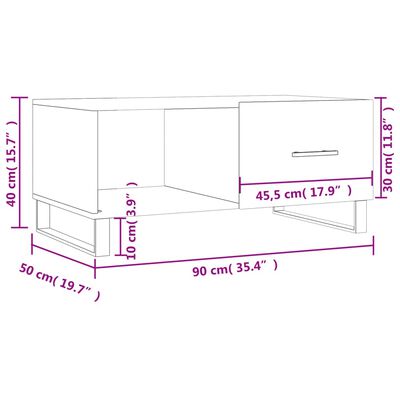 vidaXL Tavolino da Salotto Rovere Sonoma 90x50x40 cm Legno Multistrato