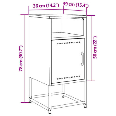 vidaXL Comodino Rosa 36x39x78 cm in Acciaio