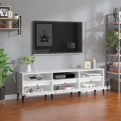 vidaXL Mobile Porta TV Bianco Lucido 150x30x44,5 cm Legno Multistrato