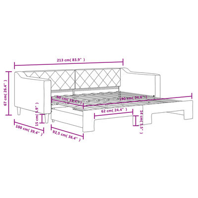 vidaXL Divano Letto con Letto Estraibile Grigio Scuro 90x190cm Tessuto