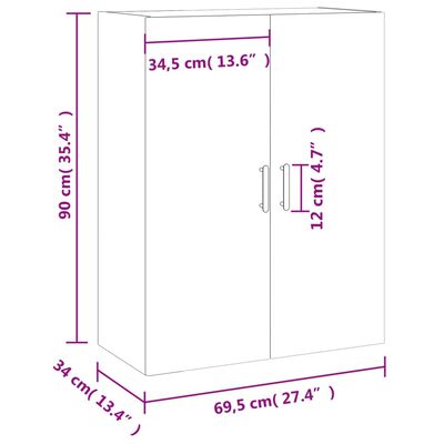 vidaXL Mobile a Parete Bianco 69,5x34x90 cm