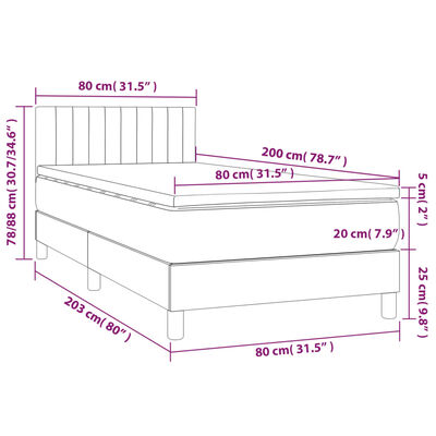 vidaXL Giroletto a Molle con Materasso Grigio Scuro 80x200 cm Tessuto