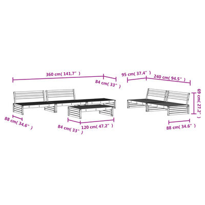 vidaXL Set Salotto da Giardino 6 pz in Legno Massello di Pino