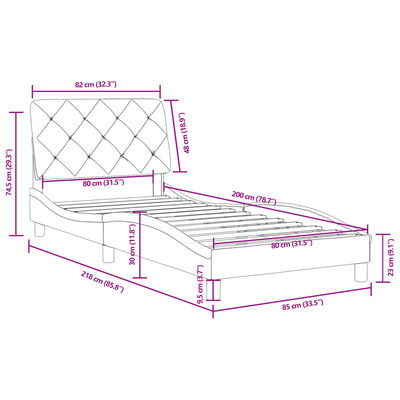 vidaXL Giroletto senza Materasso Grigio Scuro 80x200 cm Velluto