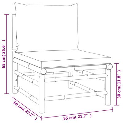 vidaXL Set Salotto da Giardino 4pz con Cuscini Tortora Bambù