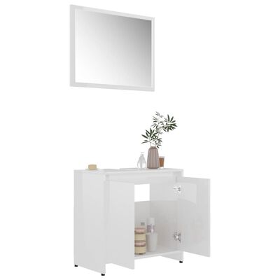 vidaXL Set Mobili da Bagno 3 pz Bianco Lucido in Truciolato