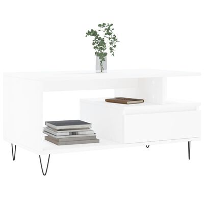 vidaXL Tavolino da Salotto Bianco 90x49x45 cm in Legno Multistrato