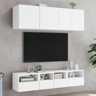 vidaXL Mobili TV a Parete 2pz Bianchi 40x30x30 cm in Legno Multistrato