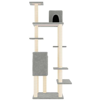 vidaXL Albero per Gatti con Tiragraffi in Sisal Grigio Chiaro 154 cm