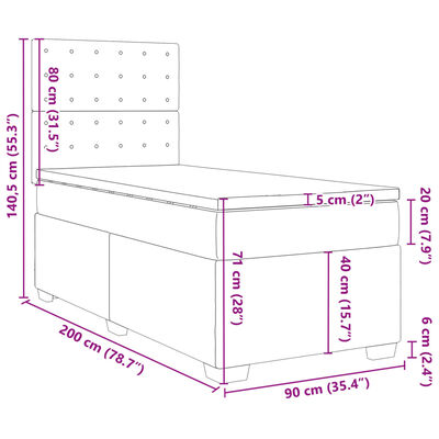 vidaXL Giroletto a Molle con Materasso Rosa 100x200 cm in Velluto