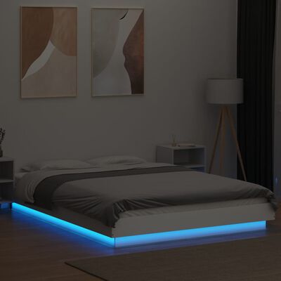 vidaXL Giroletto con Luci LED Bianco 135x190 cm in Legno Multistrato