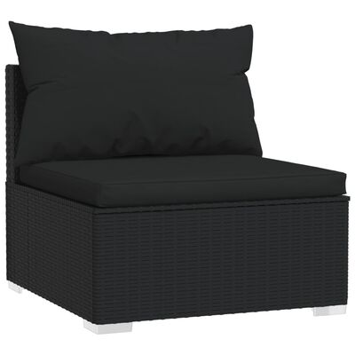 vidaXL Set Divani da Giardino 8 pz con Cuscini in Polyrattan Nero