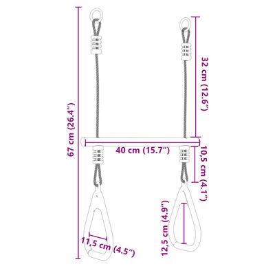 vidaXL Barra Trapezio con Anelli per Bambini Blu e Verde in Acciaio