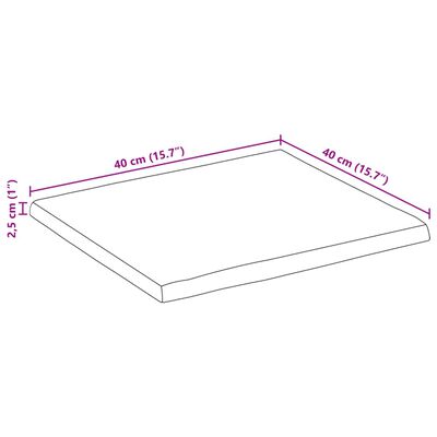 vidaXL Piano Tavolo Bordi Vivi 40x40x2,5cm Massello Mango Grezzo